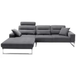 Wohnlandschaft in Webstoff Grau