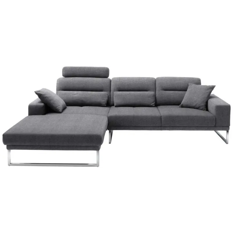 Wohnlandschaft in Webstoff Grau