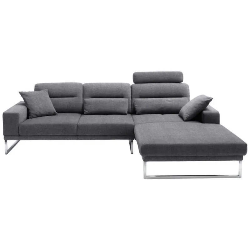 Wohnlandschaft in Webstoff Grau