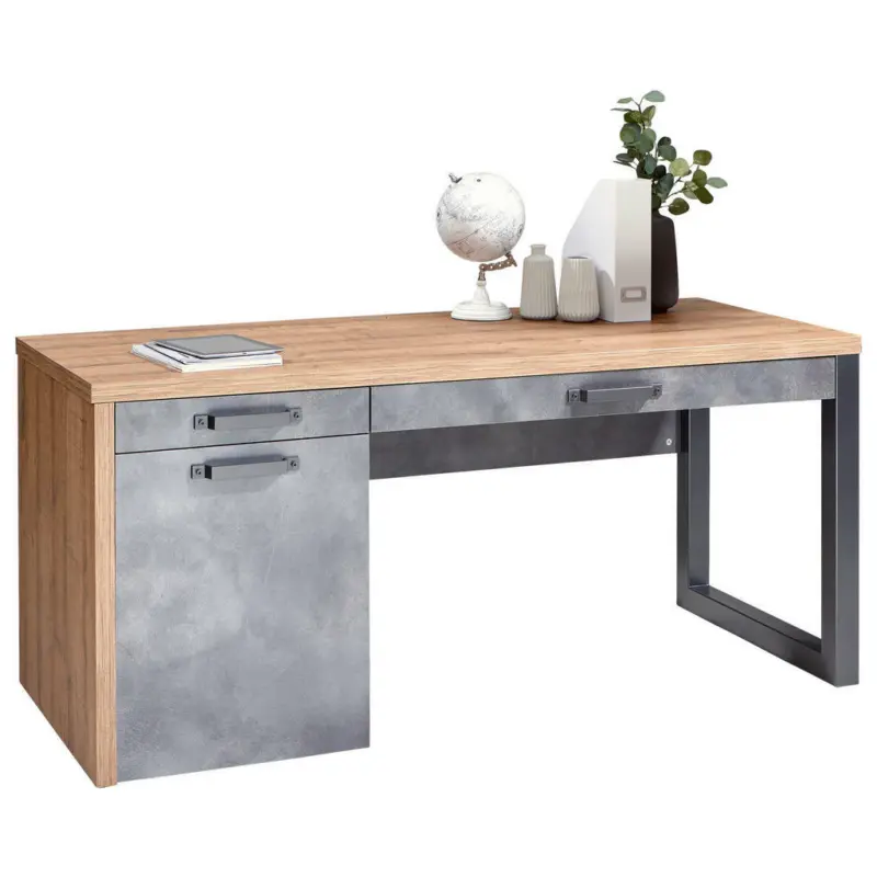 Schreibtisch 170/69/76 cm in Grau, Eichefarben