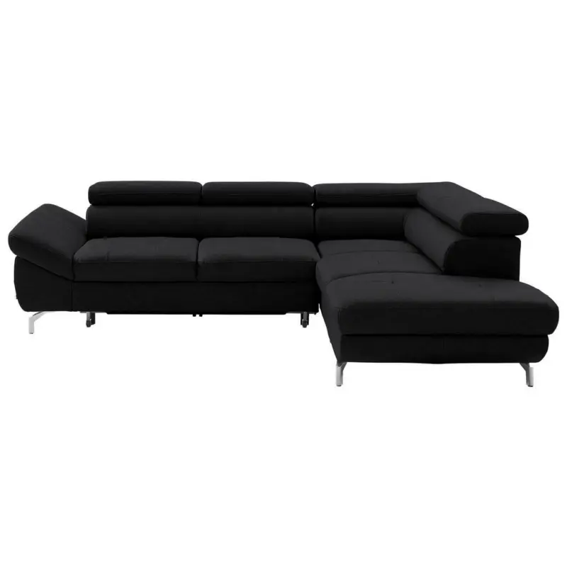 Ecksofa in Echtleder Schwarz