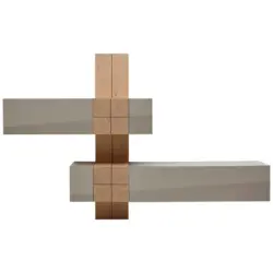 Wohnwand 286/190/42 cm in Taupe, Eichefarben