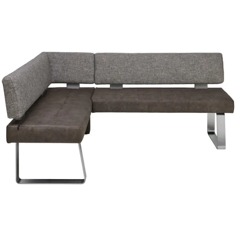 Eckbank 156/226 cm in Grau, Edelstahlfarben