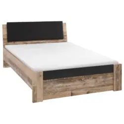 Bett 140/200 cm in Anthrazit, Fichtefarben