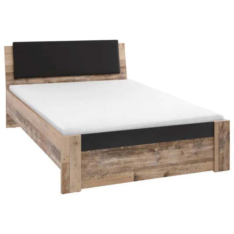 Bett 140/200 cm in Anthrazit, Fichtefarben