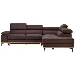 Ecksofa in Lederlook Dunkelbraun