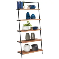 Regal 80/170/35 cm Schwarz, Akaziefarben