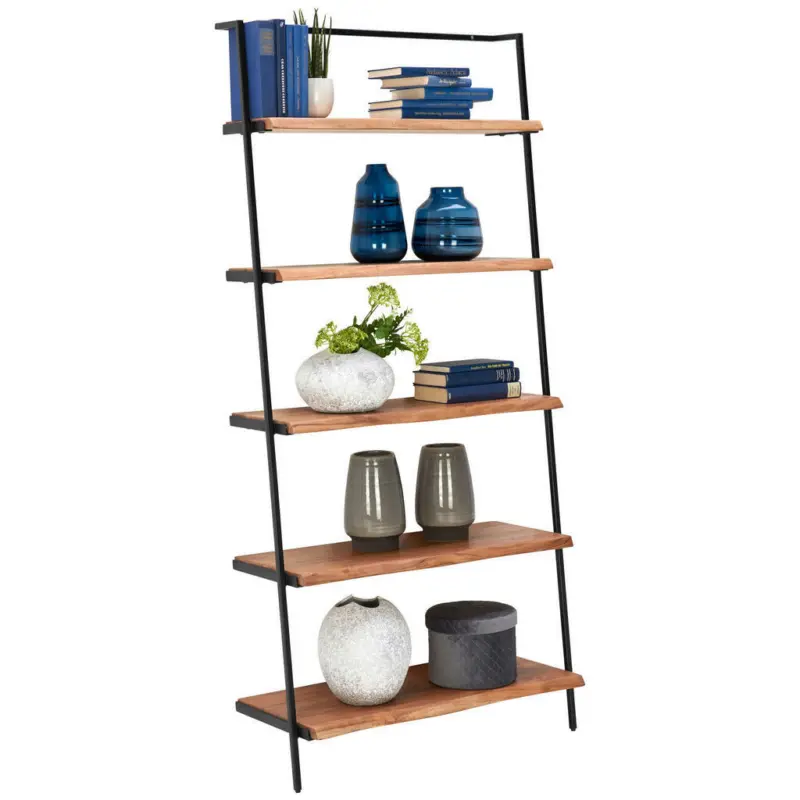 Regal 80/170/35 cm Schwarz, Akaziefarben