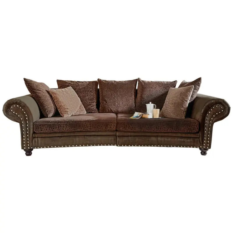 Megasofa in Mikrofaser Dunkelbraun, Hellbraun