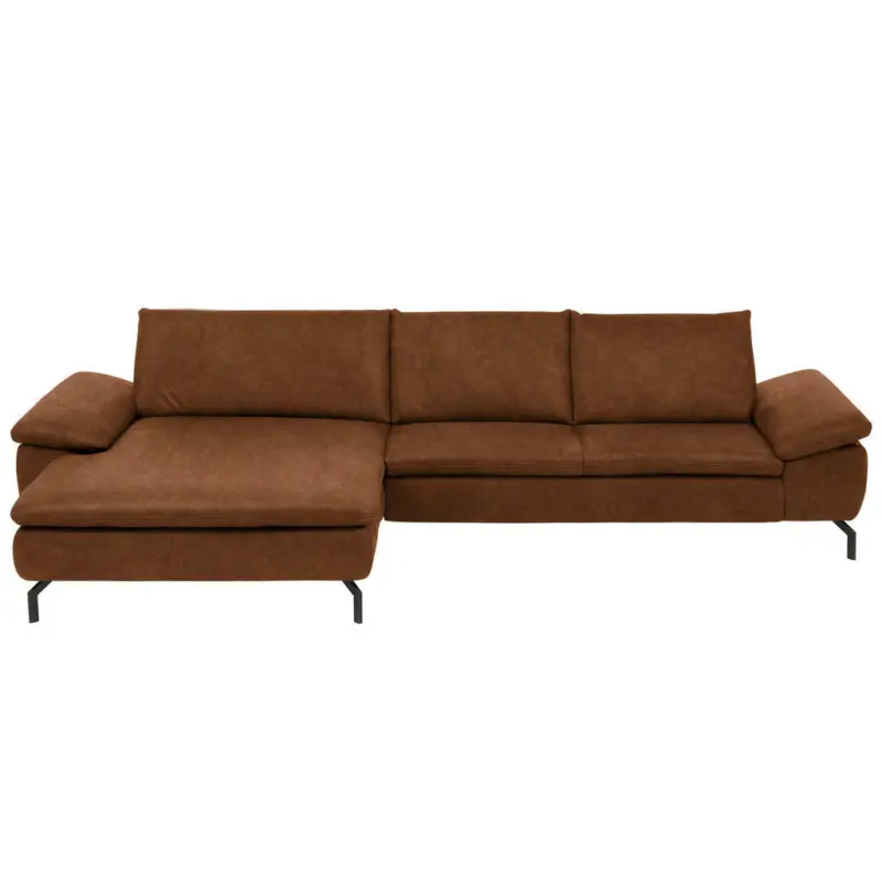 Ecksofa in Mikrofaser Cognac