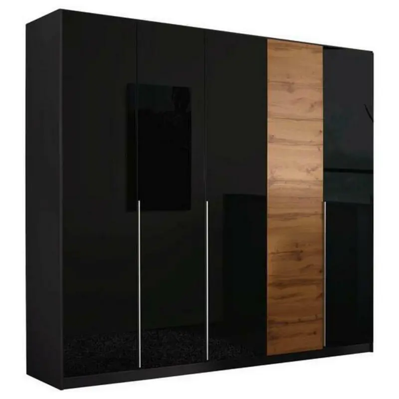 Drehtürenschrank in Eichefarben, Dunkelgrau
