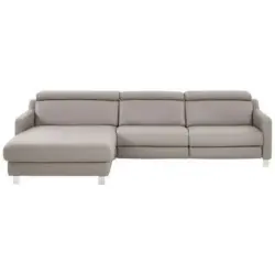 Ecksofa in Echtleder Grau