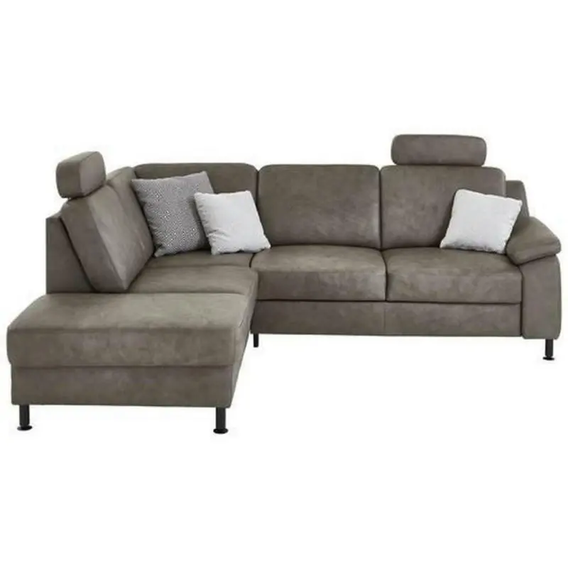 Ecksofa in Echtleder Grau