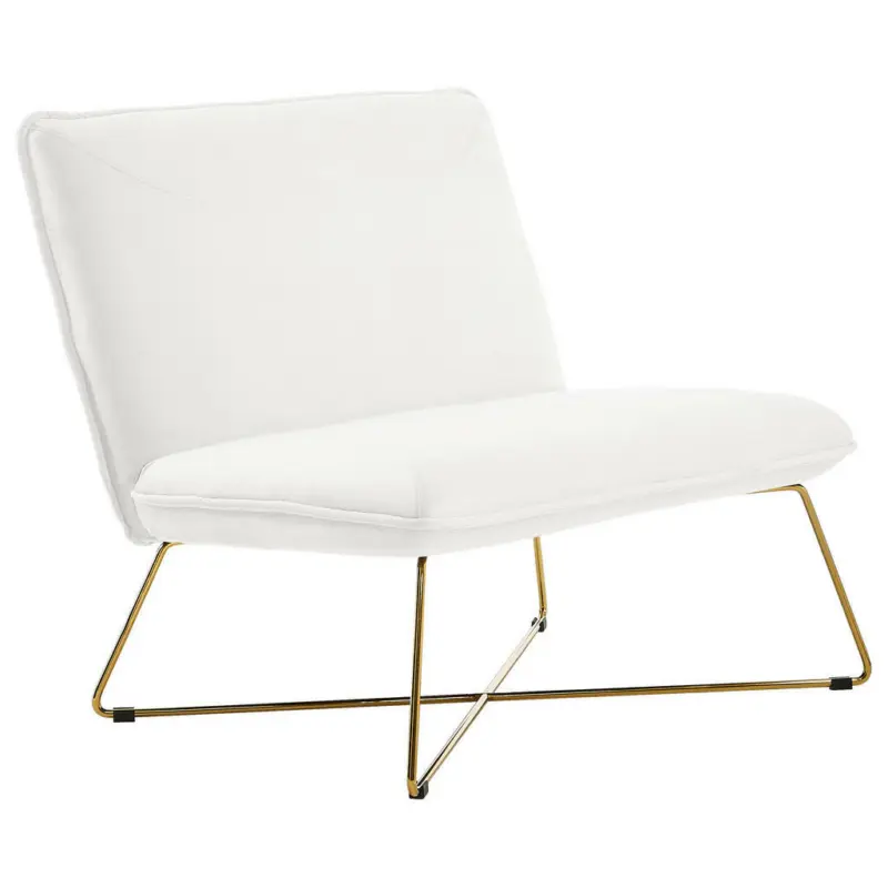 Sessel in Samt Creme, Goldfarben