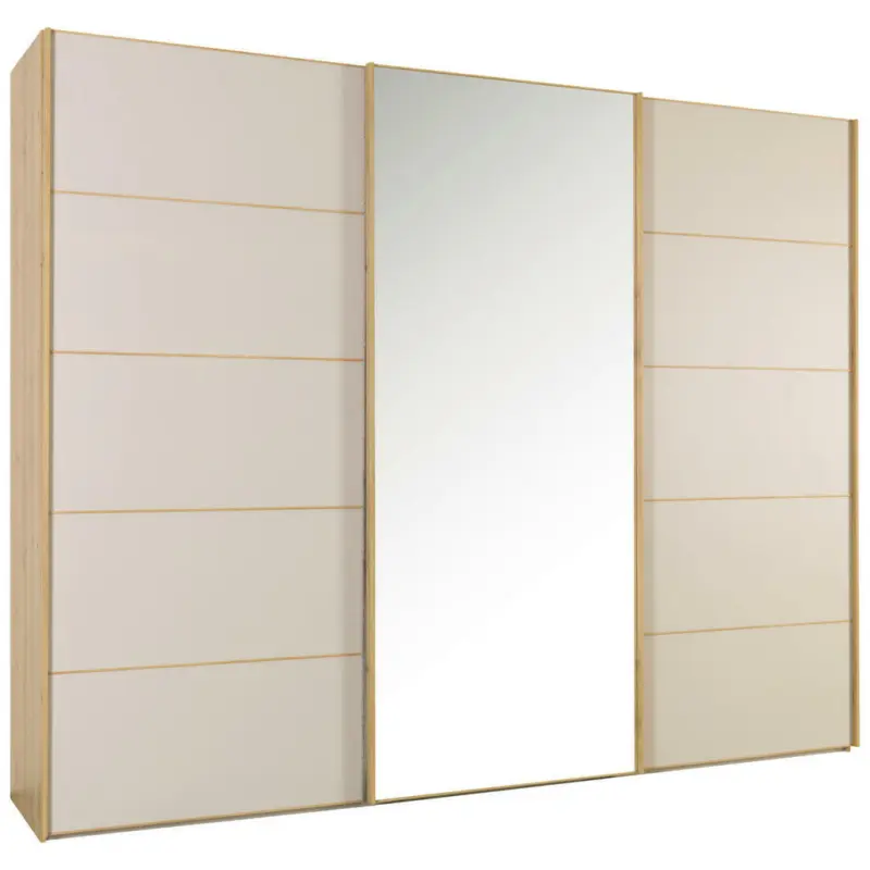 Schwebetürenschrank in Eichefarben, Champagner