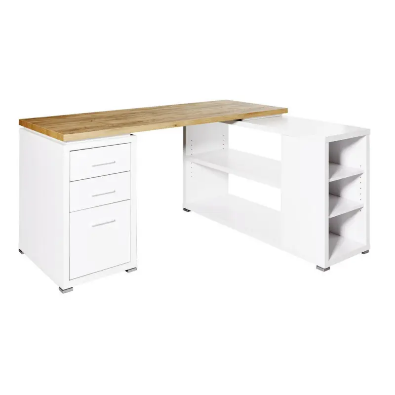 Eckschreibtisch 152,4/120/75,3 cm in Weiß, Eichefarben