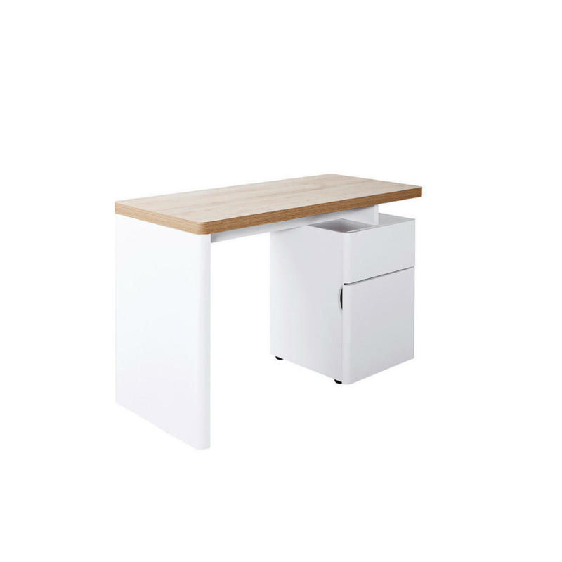 Schreibtisch 120/55/76 cm in Weiß, Eichefarben