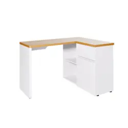 Eckschreibtisch 117/90/76,2 cm in Weiß, Eichefarben