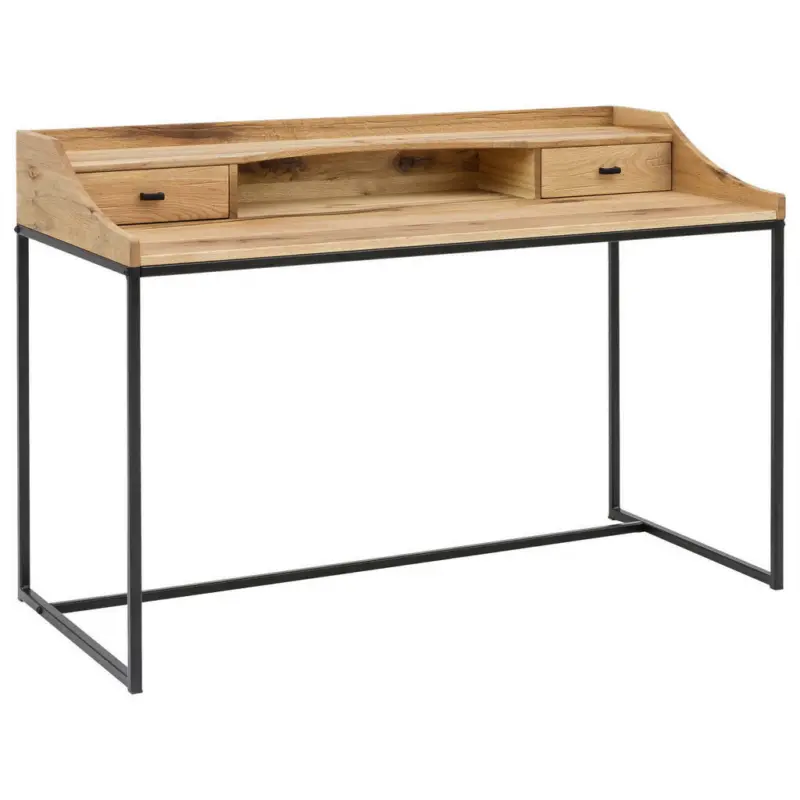 Schreibtisch 130/60/91 cm in Schwarz, Wildeiche