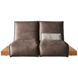 Sofa in Echtleder Braun, Nussbaumfarben