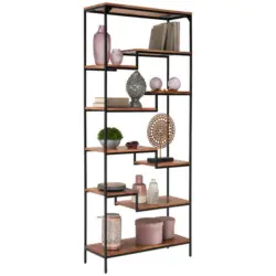 Regal 80/190/30 cm Schwarz, Akaziefarben