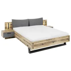 Bettanlage 180/200 cm in Anthrazit, Fichtefarben