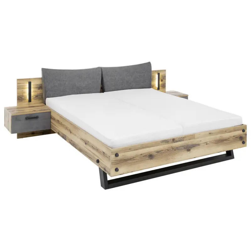 Bettanlage 180/200 cm in Anthrazit, Fichtefarben