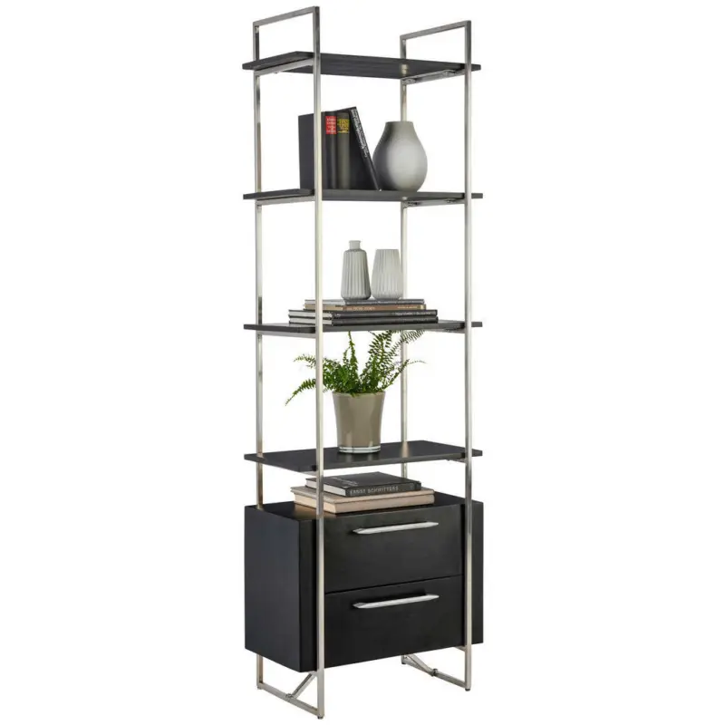 Standregal 60/188/35 cm Schwarz, Silberfarben