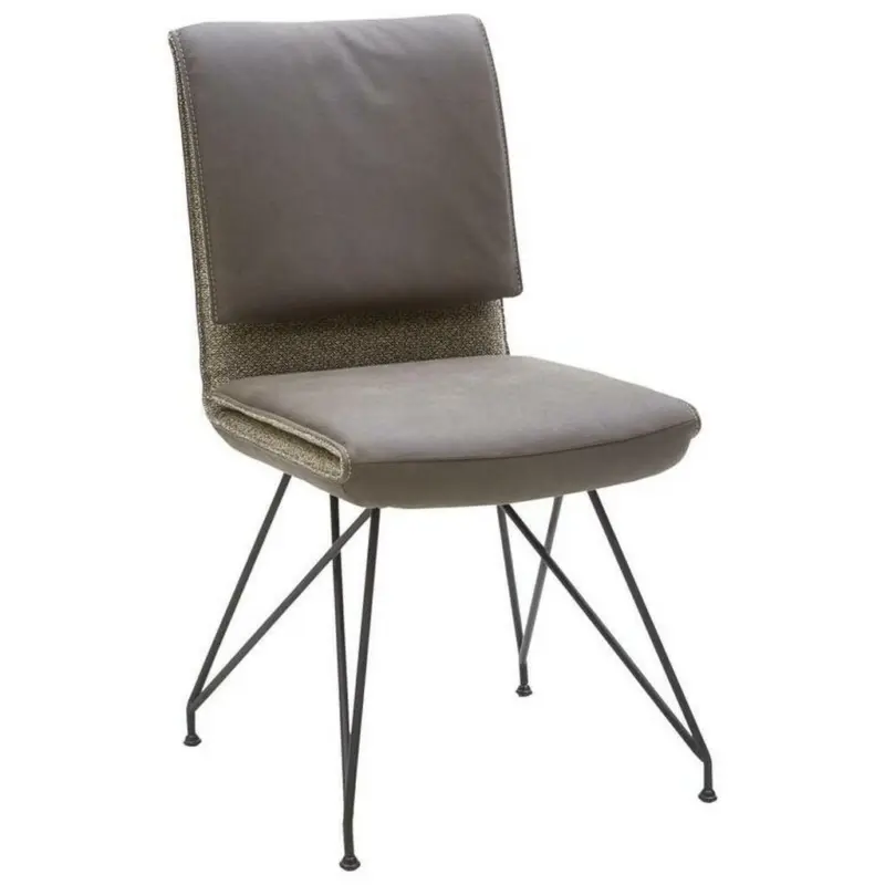 Stuhl in Flachgewebe Echtleder naturbelassen