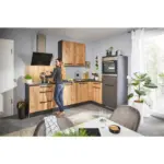 XXXLutz Lauterach - Ihr Möbelhaus bei Bregenz Eckküche 275/165 cm in Graphitfarben, Grau, Eichefarben, Honig