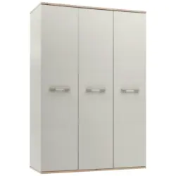 Drehtürenschrank in Eichefarben, Hellgrau