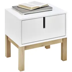 Nachtkästchen in massiv Eiche, Kiefer Weiß, Eichefarben