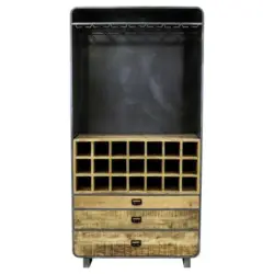 Barschrank in Braun, Naturfarben, Schwarz