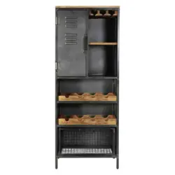 Barschrank in Braun, Naturfarben, Schwarz