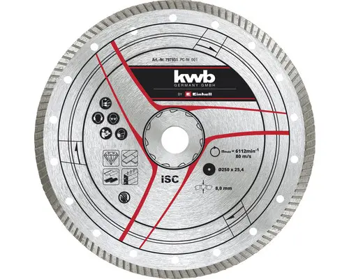 Diamantentrennscheibe kwb by Einhell für Steintrennmaschinen 250x25,4 mm