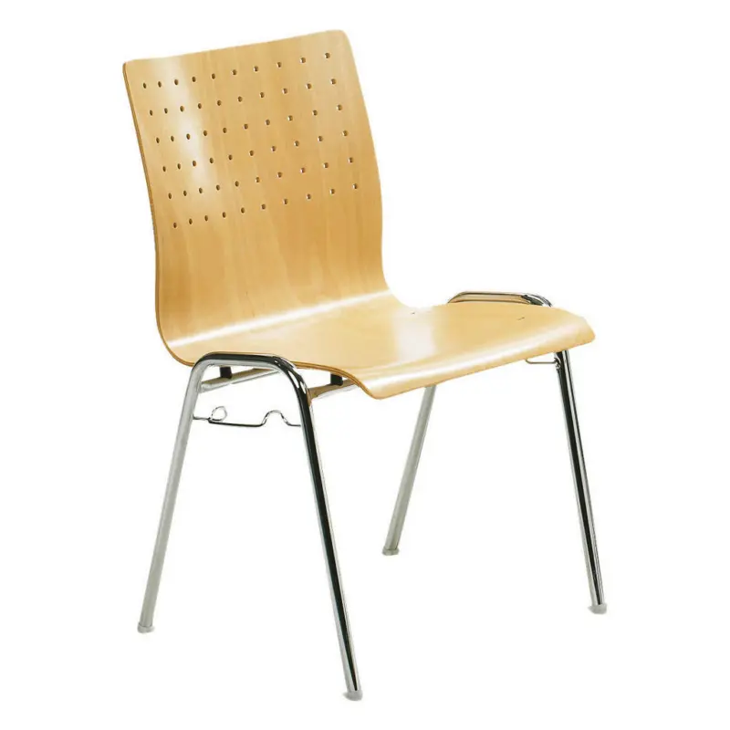 Besucherstuhl in Buchefarben, Chromfarben