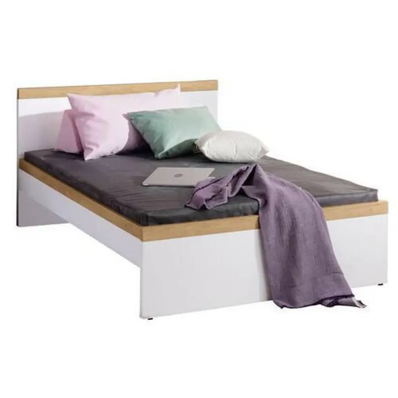 Bett 140/200 cm in Weiß, Eichefarben