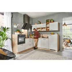 Eckküche 245/225 cm in Weiß, Eichefarben