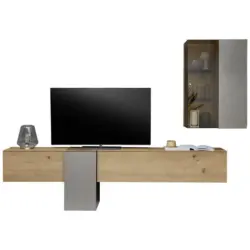 Wohnwand 266/207/44 cm in Eichefarben, Titanfarben