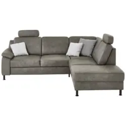 Ecksofa in Echtleder Grau