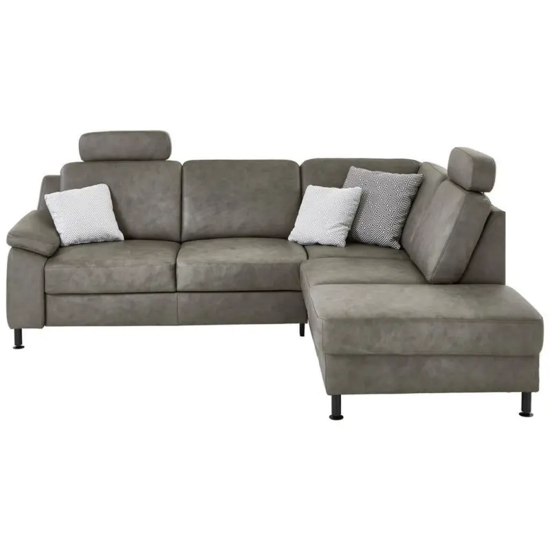 Ecksofa in Echtleder Grau