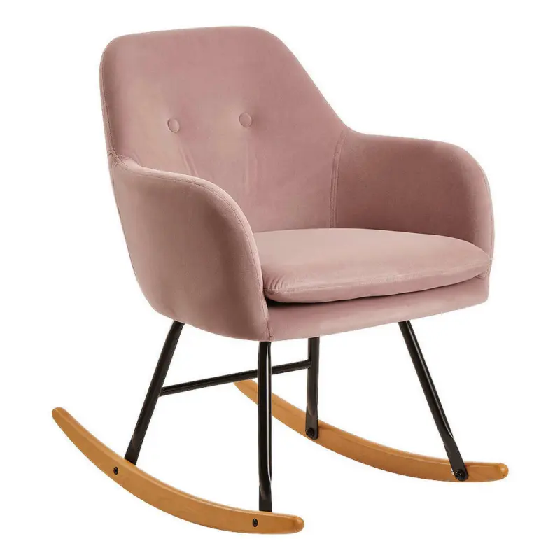 Schaukelstuhl in Samt Rosa