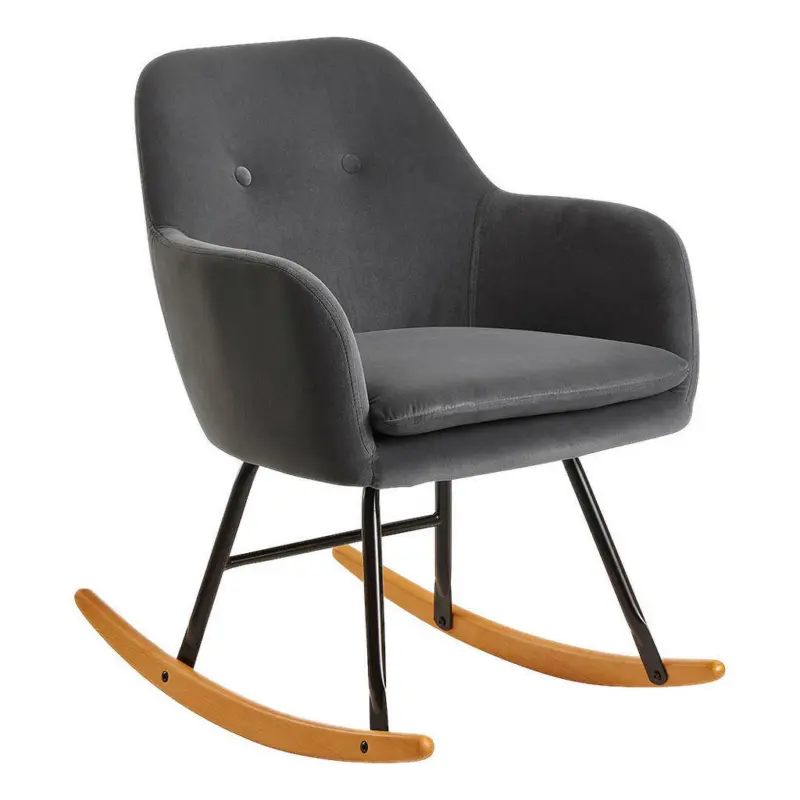 Schaukelstuhl in Samt Dunkelgrau