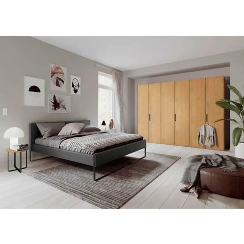 Schlafzimmer 180/200 cm in Anthrazit, Eichefarben