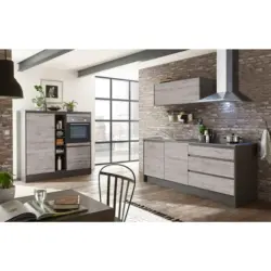 Küchenblock 210 cm in Anthrazit, Eichefarben