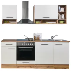 Küchenleerblock 220 cm in Weiß, Eichefarben