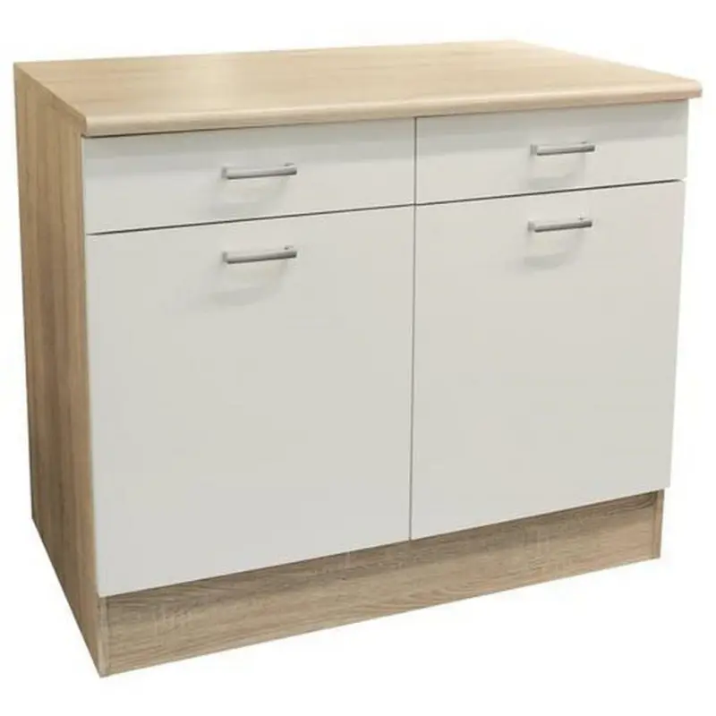 Küchenunterschrank 100/90/60 cm in Weiß, Eichefarben