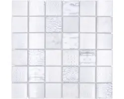 Glasmosaik XCM WL18 29,8x29,8 cm weiß