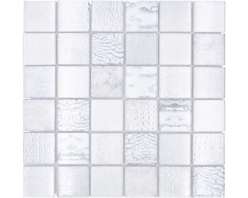 Glasmosaik XCM WL18 29,8x29,8 cm weiß