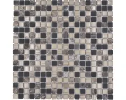 Glasmosaik mit Naturstein XCM M580 30,0x30,0 cm braun